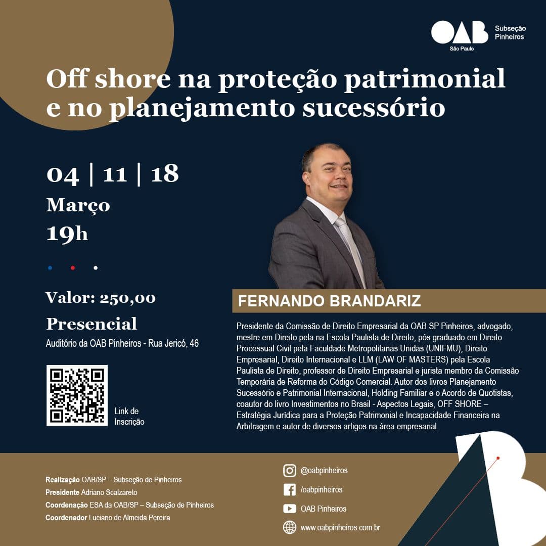 📙 ESA Pinheiros: Off shore na proteção patrimonial e no planejamento sucessório
