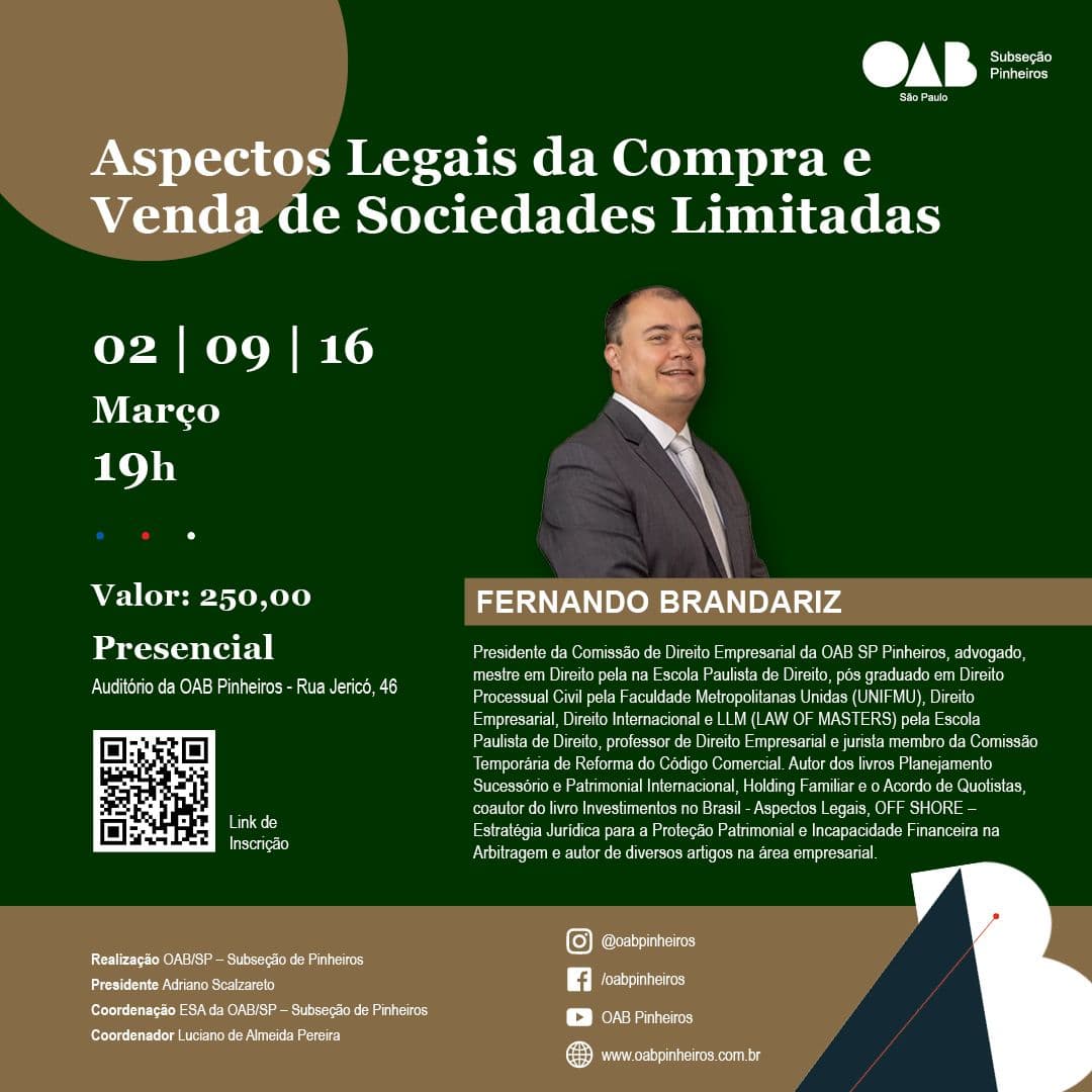 📙 ESA Pinheiros: Aspectos Legais da Compra e Venda de Sociedades Limitadas