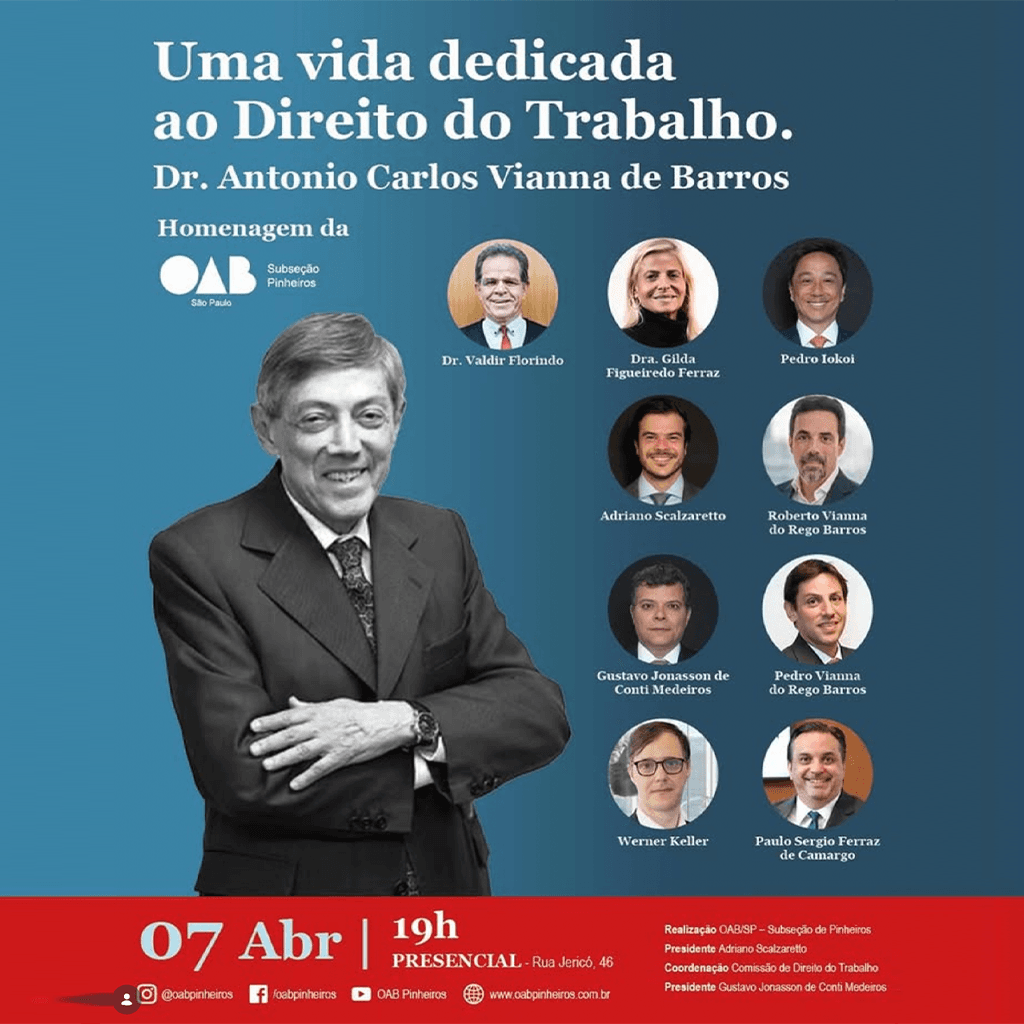 Uma vida dedicada ao Direito do Trabalho - Dr. Antonio Carlos Vianna de Barros