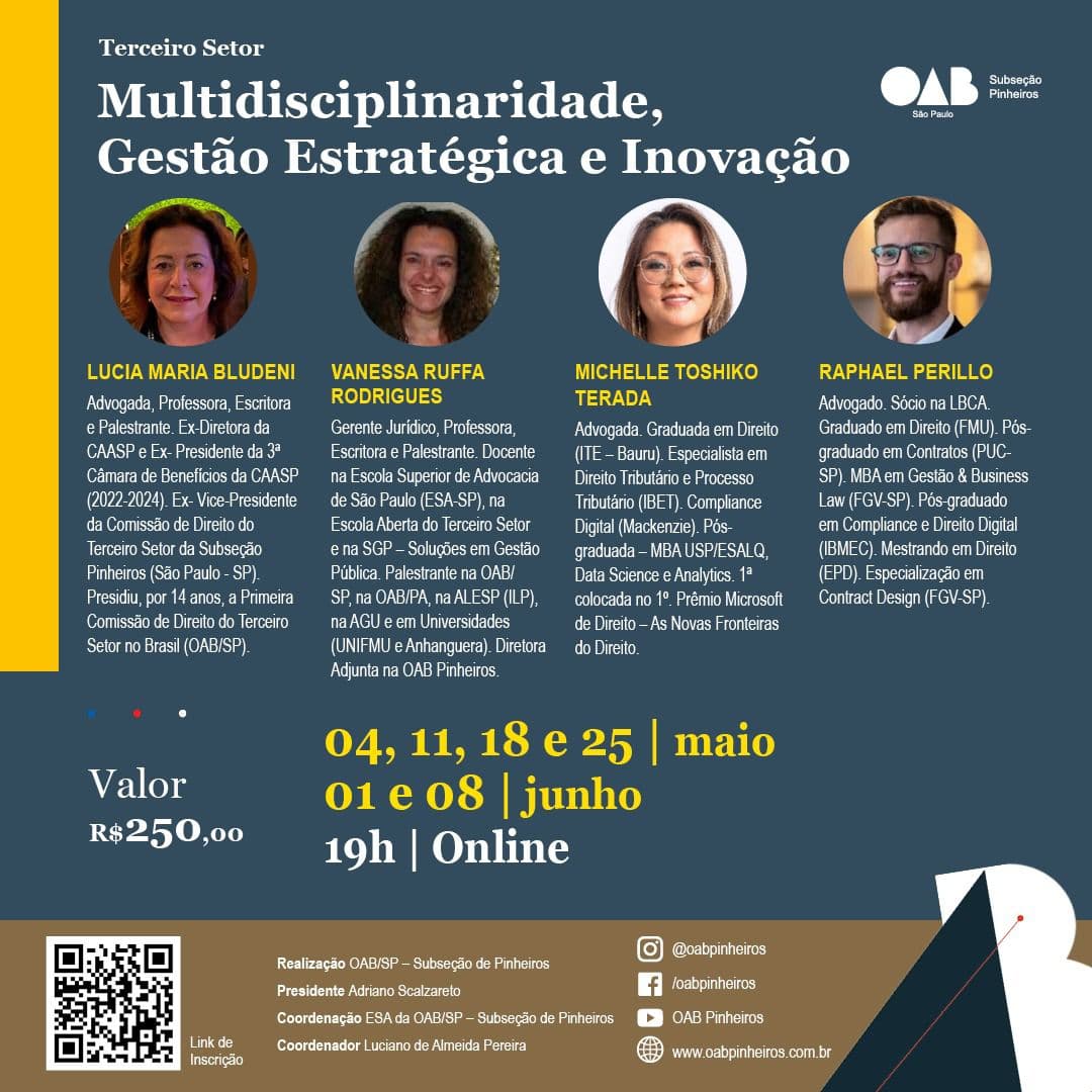 📙 ESA Pinheiros: Terceiro Setor: Multidisciplinaridade, Gestão Estratégica e Inovação