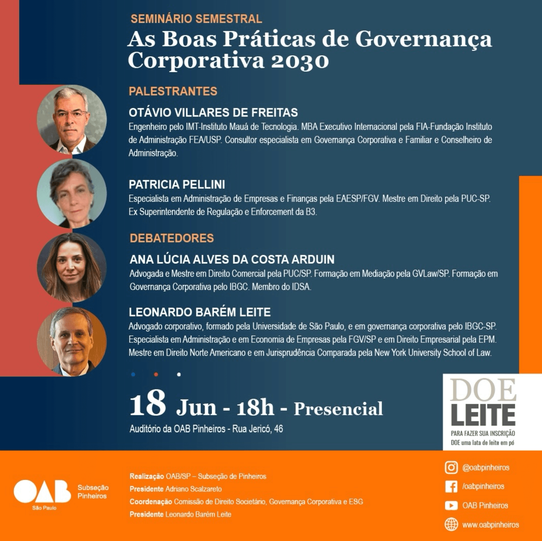 Seminário Semestral: As Boas Práticas de Governança Corporativa 2030